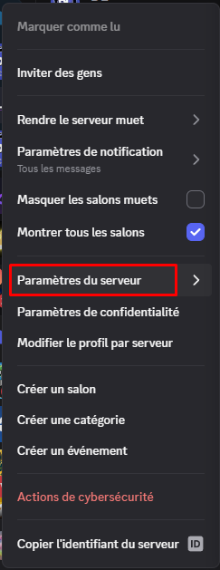 Image montrant le menu déroulant