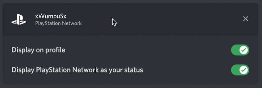 Image montrant le résultat obtenu suite à l'association de son compte PlayStation à l'application Discord