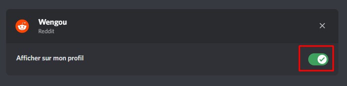 Choisir d'afficher ou de ne pas afficher sur son profil un compte tierce relié à Discord