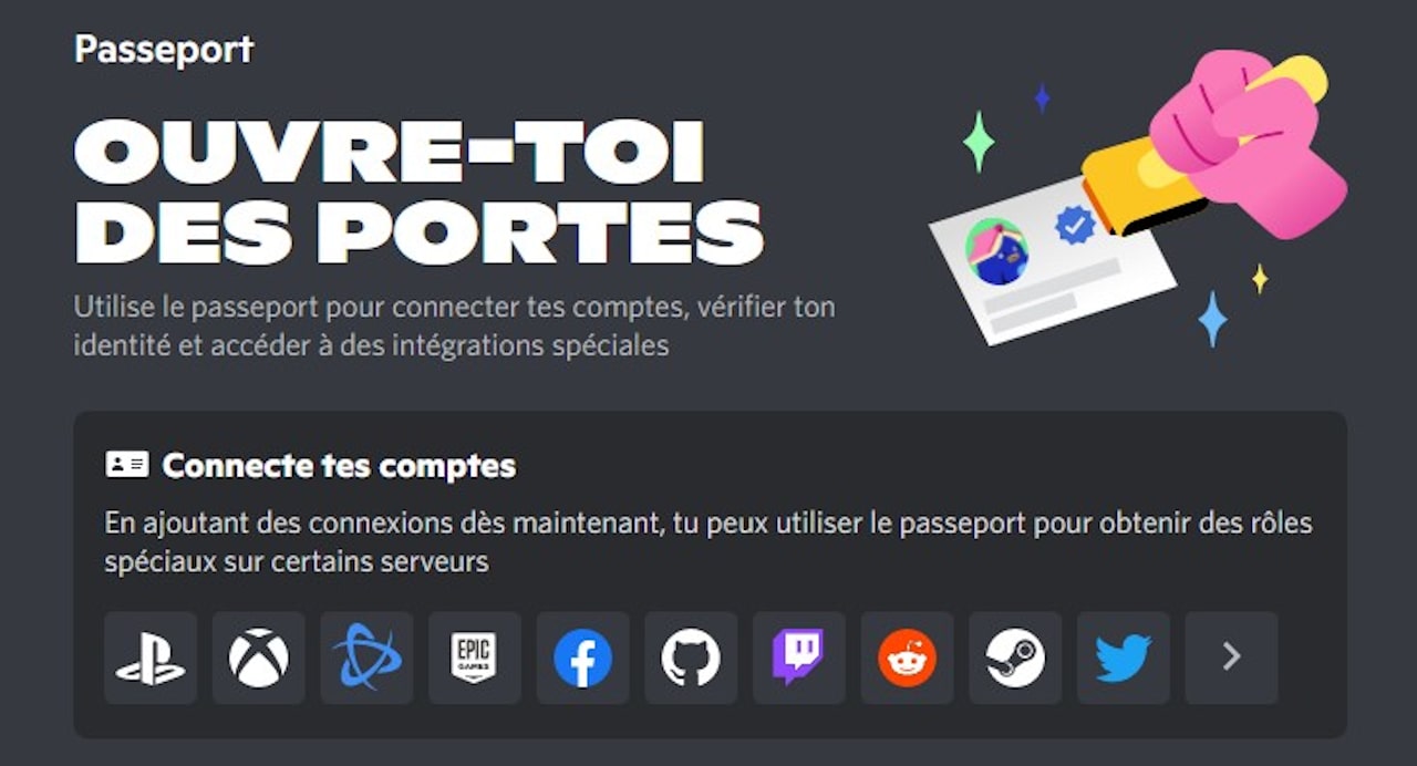 Image principale de l'article Connectez vos réseaux sociaux (Twitter, Youtube, Playstation, Steam, etc.) sur Discord et bien plus grâce à Passeport !