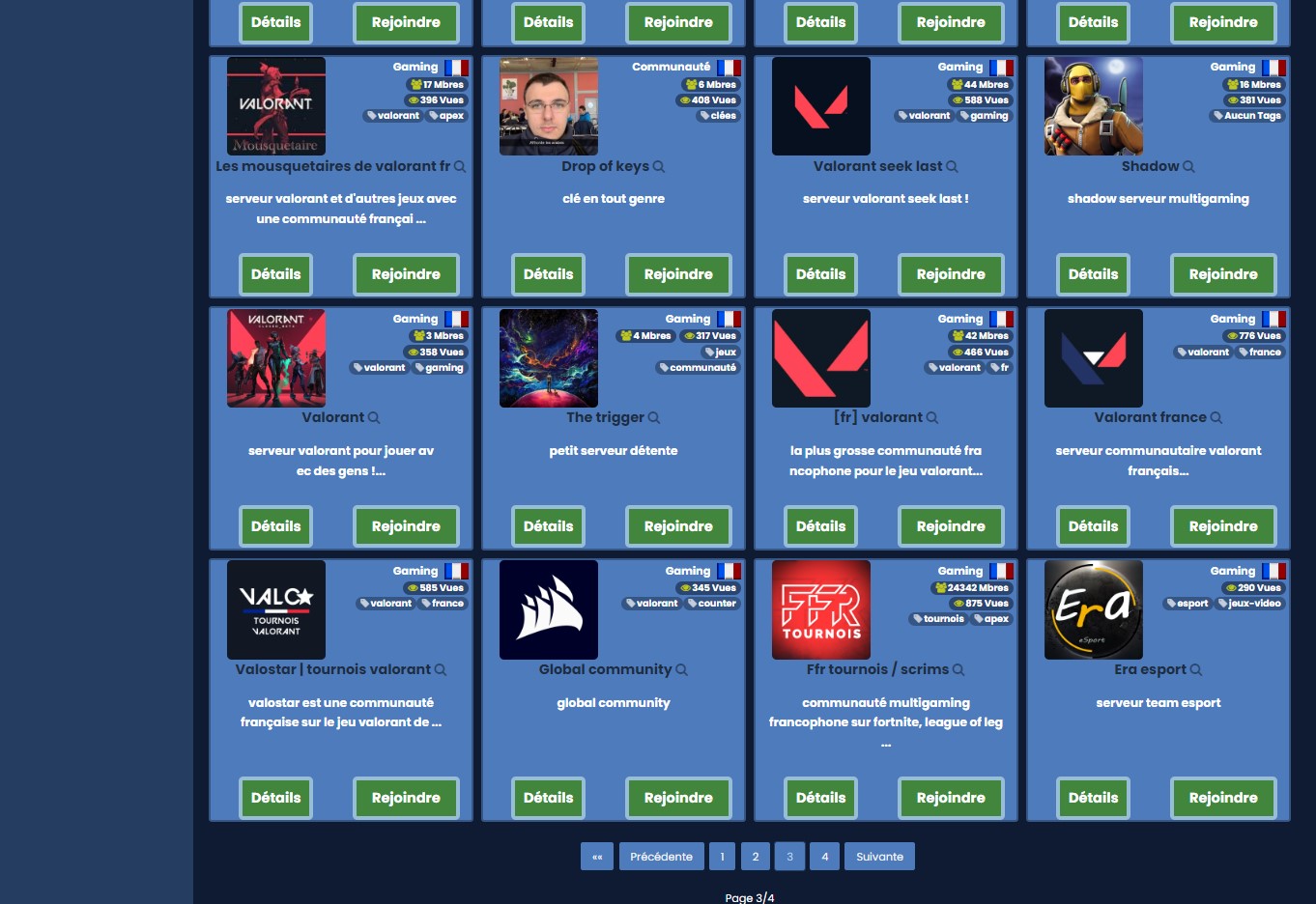 Quelques Serveurs Discord avec le mot clé 'Valorant' disponibles sur DiscordL.org